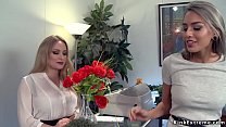 Flower shop owner Aiden Starr trciks her client Janice Griffith with human vase Lea Hart and then they gaping and rimming and anal fucking her